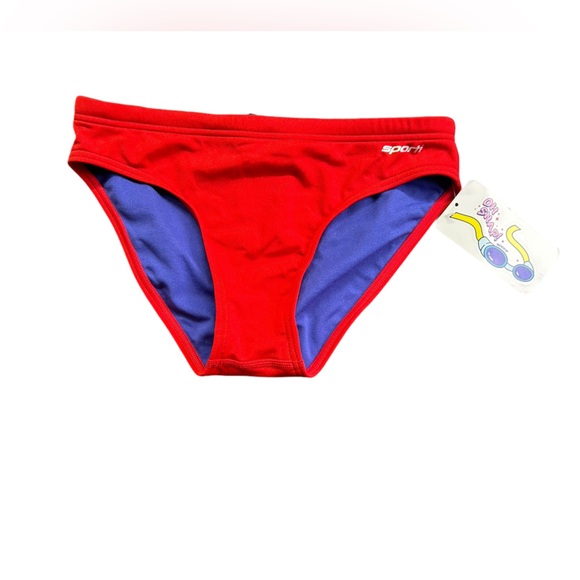 SPORTI mens red hydrolast water polo briefs swim trunks bottoms size 30 NWT - Picture 2 of 9